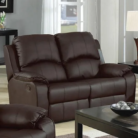 Casual Bonded Leather Dual Reclining Loveseat